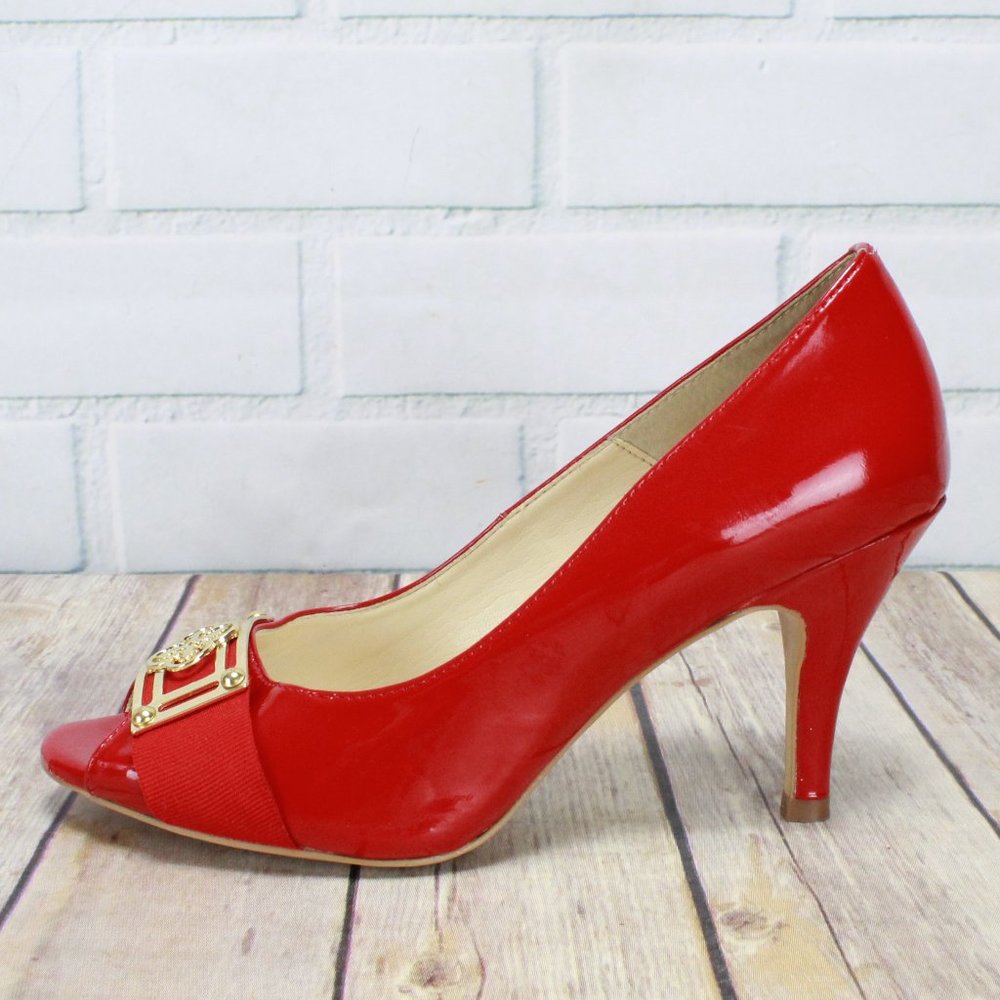 ISOLA Red Peep Toe High Heels Sandals Size 6.5 - Picture 2 of 8